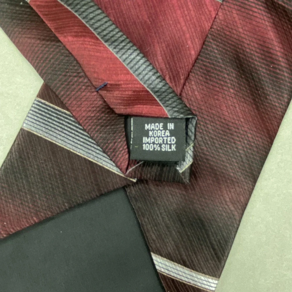 David Taylor Geometric Silk Tie Mens Burgundy Grey Artsy Classic Art‎ Deco 58x4
